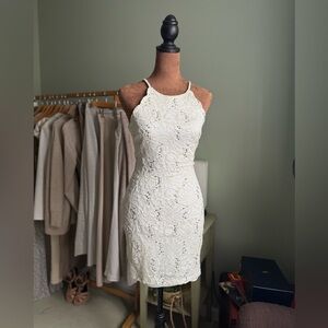 White Halter Sheath Mini Dress